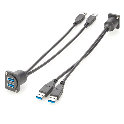 Dual USB 3.0 A Panel Mount Extension Cable