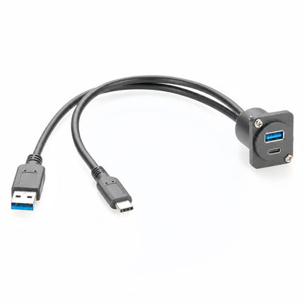 USB 3.0 & USB-C 3.1 Male to Female Panel Mount Cable