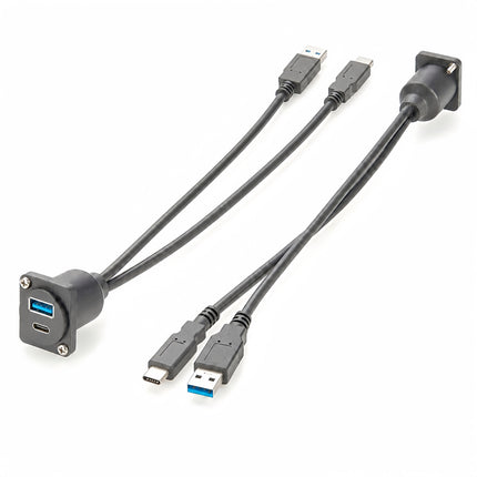 USB 3.0 & USB-C 3.1 Male to Female Panel Mount Cable