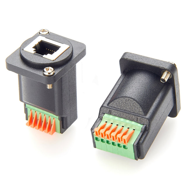 D-Type Panel Mount RJ12 6P6C to Terminal Block Adapter