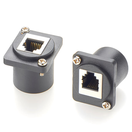 D-Type RJ11/RJ12 6P6C Panel Mount Feedthrough Adapter