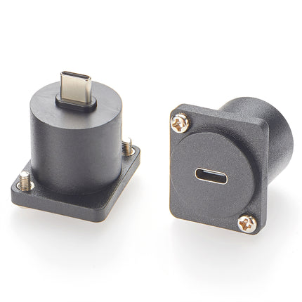 D-Type USB 3.1 Type-C Male to Female Panel Mount Adapter