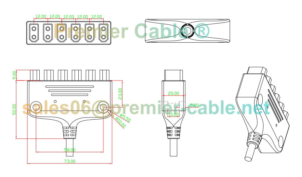 6 Port Solar Charging Connector XT60 Interface