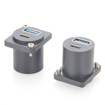 USB-A 3.0 USB-C 3.1 D-Series Panel Mount Adapter