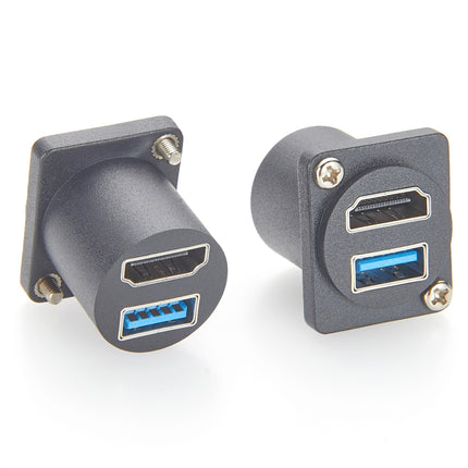 USB 3.0 Type-A HDMI D-Series Panel Mount Adapter