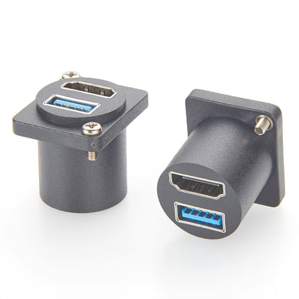 USB 3.0 Type-A HDMI D-Series Panel Mount Adapter