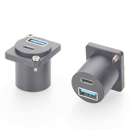 USB-A 3.0 USB-C 3.1 D-Series Panel Mount Adapter