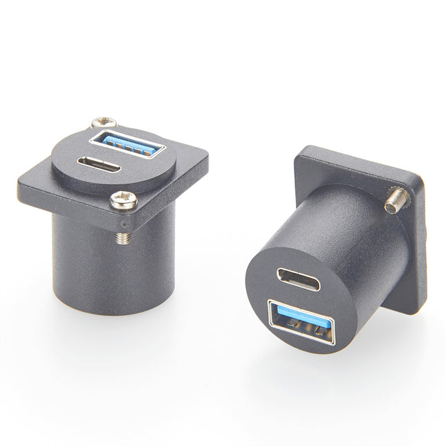 USB-A 3.0 USB-C 3.1 D-Series Panel Mount Adapter