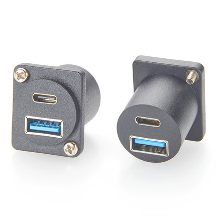 USB-A 3.0 USB-C 3.1 D-Series Panel Mount Adapter