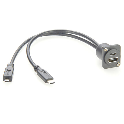 Micro HDMI to HDMI & Type C 3.1 Male to Female Panel Mount Cable