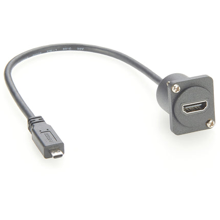 Micro HDMI to HDMI D-Type Panel Mount Cable