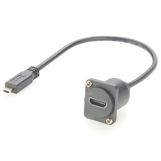 Micro HDMI to HDMI D-Type Panel Mount Cable