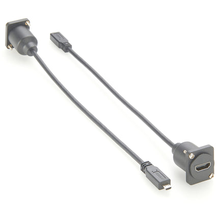 Micro HDMI to HDMI D-Type Panel Mount Cable