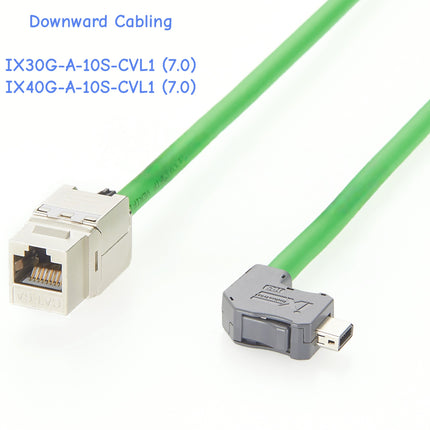 90° Down Angled IX A Key to RJ45 Jack Industrial Ethernet Cat6a Cable