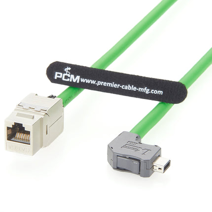 IX A Key Downward Angled to RJ45 Jack Cat6A Industrial Ethernet Cable 2m