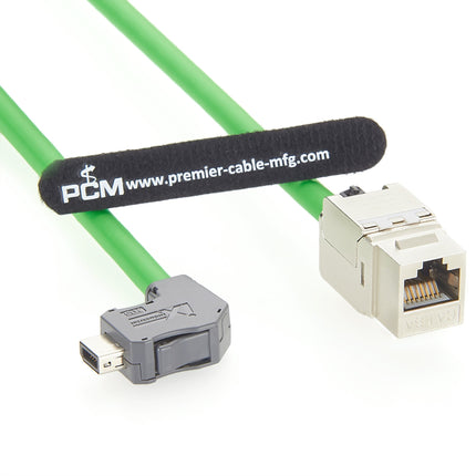 IX A Key Downward Angled to RJ45 Jack Cat6A Industrial Ethernet Cable 2m