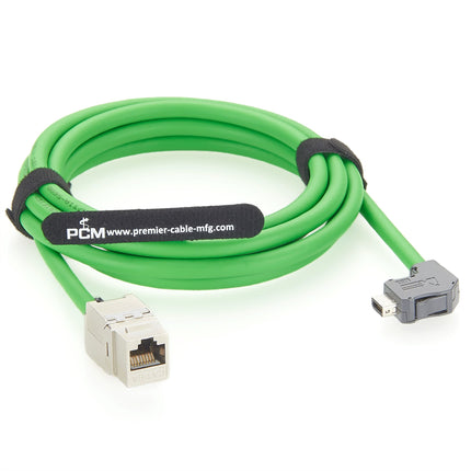 IX A Key Downward Angled to RJ45 Jack Cat6A Industrial Ethernet Cable 2m