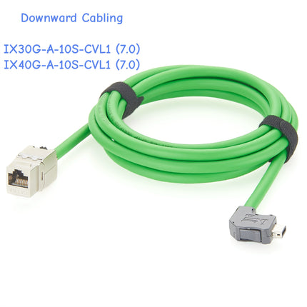 IX A Key Downward Angled to RJ45 Jack Cat6A Industrial Ethernet Cable 2m