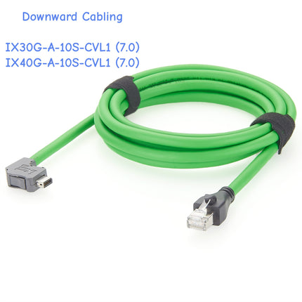 Industrial Ethernet Cat6a Cable 90° Right Angle Down ix A Plug to RJ45 Plug 2m