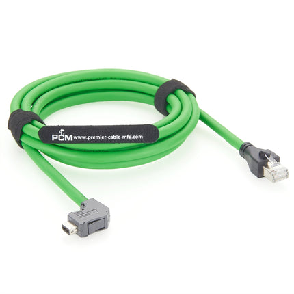 Industrial Ethernet Cat6a Cable 90° Right Angle Down ix A Plug to RJ45 Plug 2m