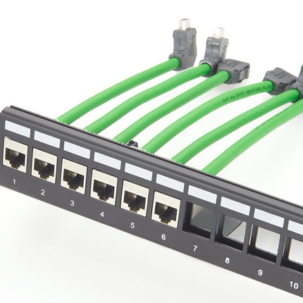 90° Down Angled IX A Key to RJ45 Jack Industrial Ethernet Cat6a Cable