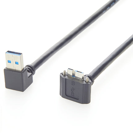 Right Angle USB 3.0 A to Micro B Cable with Screw Lock