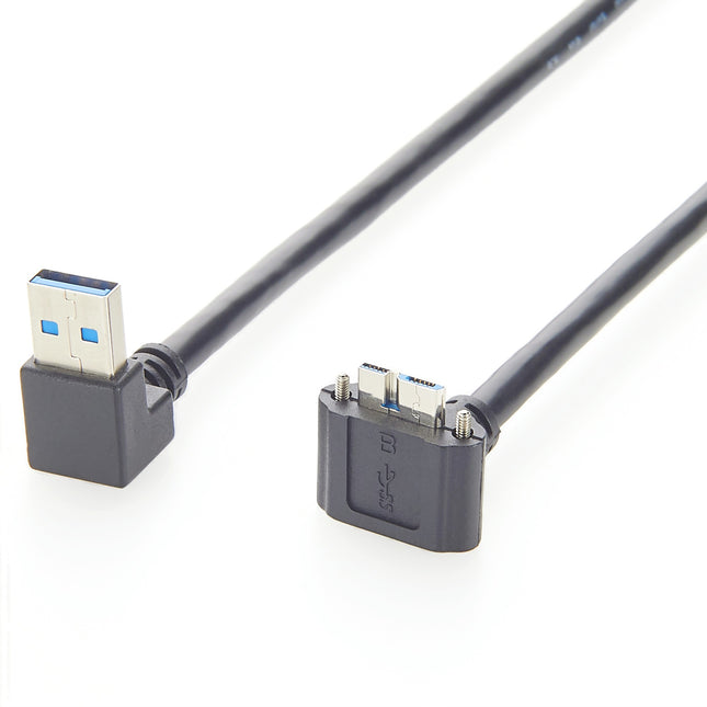 Right Angle USB 3.0 A to Micro B Cable with Screw Lock