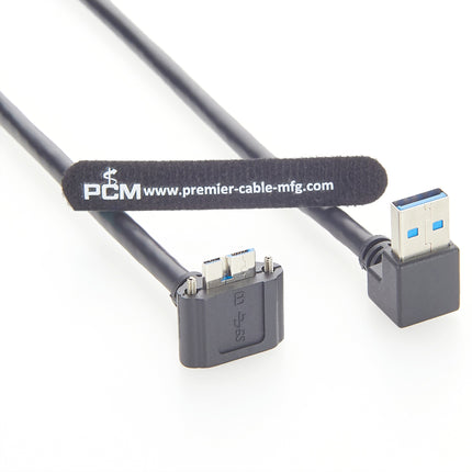 Right Angle USB 3.0 A to Micro B Cable with Screw Lock