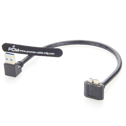 Right Angle USB 3.0 A to Micro B Cable with Screw Lock