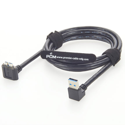 Right Angle USB 3.0 A to Micro B Cable with Screw Lock