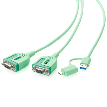 USB-A USB-C to Dual RS232 DB9 Y Splitter Serial Cable