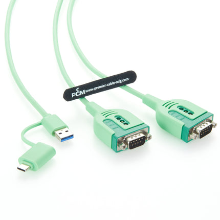 USB to Dual DB9 RS232 Serial Adapter Cable