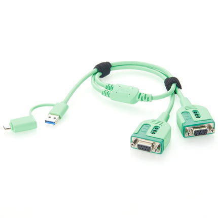 USB-A USB-C to Dual RS232 DB9 Y Splitter Serial Cable
