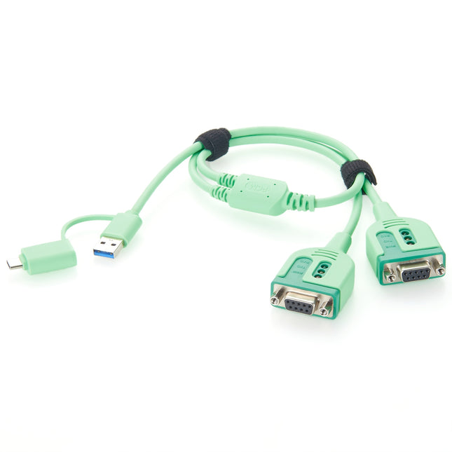 USB-A USB-C to Dual RS232 DB9 Y Splitter Serial Cable