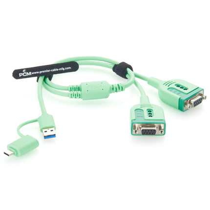 USB-A USB-C to Dual RS232 DB9 Y Splitter Serial Cable