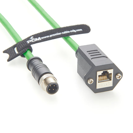 M12 D-Code to RJ45 Cat6A Industrial Ethernet Cable