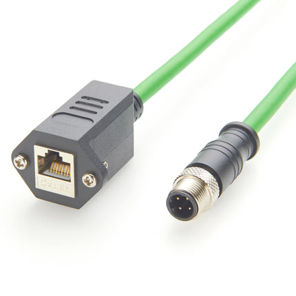 M12 D-Code to RJ45 Cat6A Industrial Ethernet Cable
