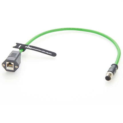 M12 to RJ45 Ethernet Cable 8 Pin A Coded