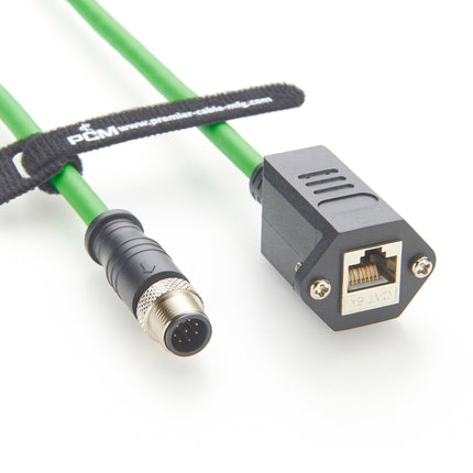 M12 to RJ45 Ethernet Cable 8 Pin A Coded