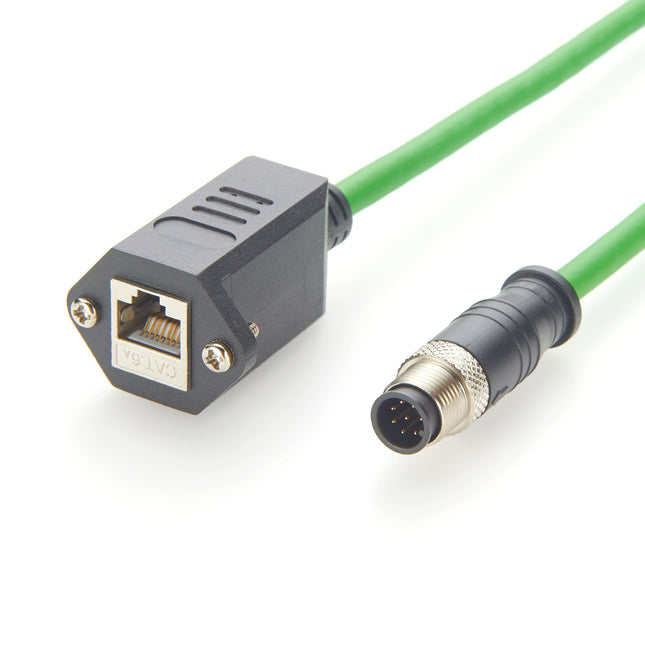 M12 to RJ45 Ethernet Cable 8 Pin A Coded