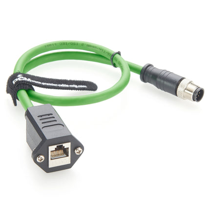 M12 to RJ45 Ethernet Cable 8 Pin A Coded