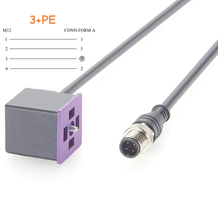 M12 to DIN 43650 Form A 3+PE Solenoid Valve Cable