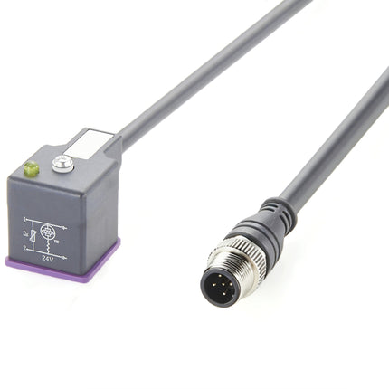 DIN 43650 Form A to M12 Adapter Cable with LED