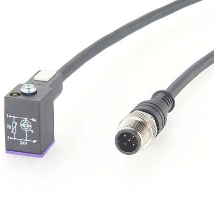 8mm DIN 43650 Form C to M12 Adapter Cable with LED