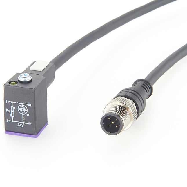 8mm DIN 43650 Form C to M12 Adapter Cable with LED