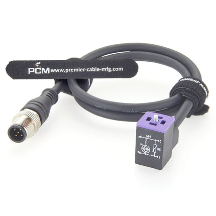 8mm DIN 43650 Form C to M12 Adapter Cable with LED