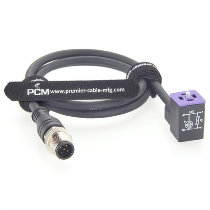 8mm DIN 43650 Form C to M12 Adapter Cable with LED