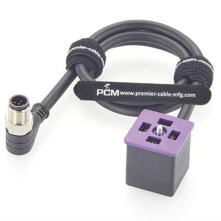 Right Angle M12 to DIN 43650 Form A Solenoid Valve Cordset 2 Pole