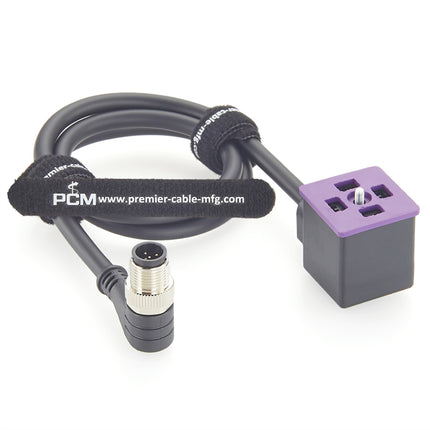 Right Angle M12 to DIN 43650 Form A Solenoid Valve Cordset 2 Pole