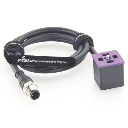 M12 to DIN 43650 Form A 2 Pole Solenoid Valve Cordset